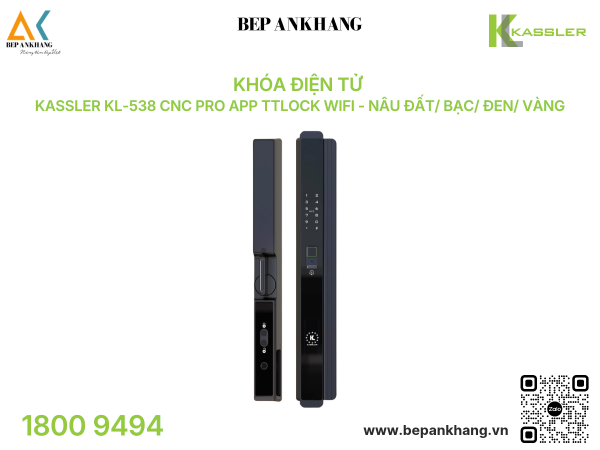 Khóa điện tử Kassler KL-538 CNC Pro App TTLock Wifi - Nâu Đất/ Bạc/ Đen/ Vàng